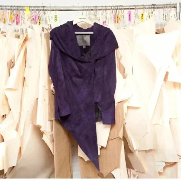 Vintage Danier x Greta Constantine “skin” suede LS asymmetric jacket 2XS - Picture 1 of 5
